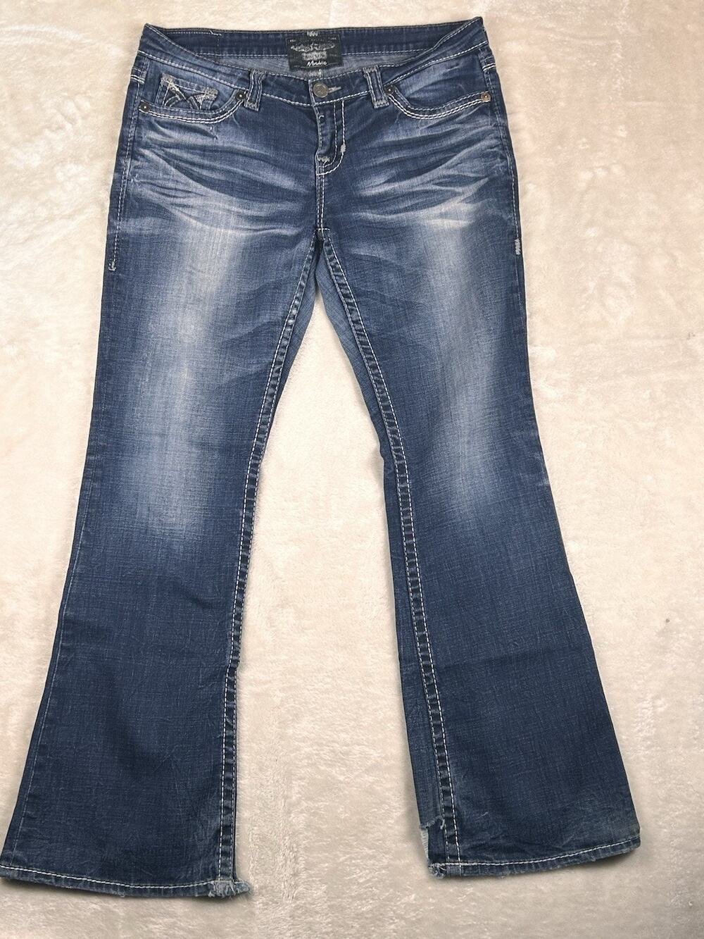 VTG Buckle Big Star Maddie Bootcut Jeans Womens 32 Large Blue Denim Rhinestone